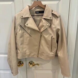 Zara faux leather jacket, beige XXL